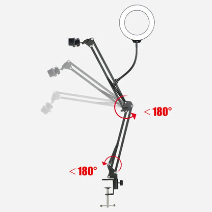 Content Creator's Command Centre: Overhead Tripod & Ring Light for Flawless Videos