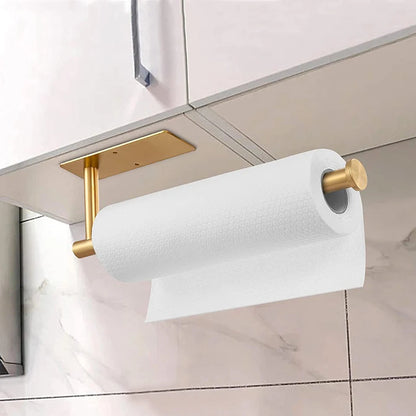 Grip & Gleam™ Duo: The No-Drill Toilet Roll & Towel Holder in Brushed Gold & Black