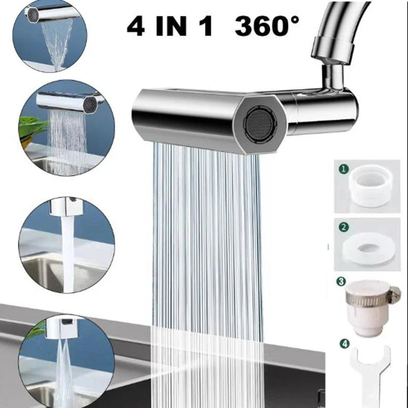 AquaFlex™ 4-in-1: The Splash-Free Faucet Extender with Waterfall Mode